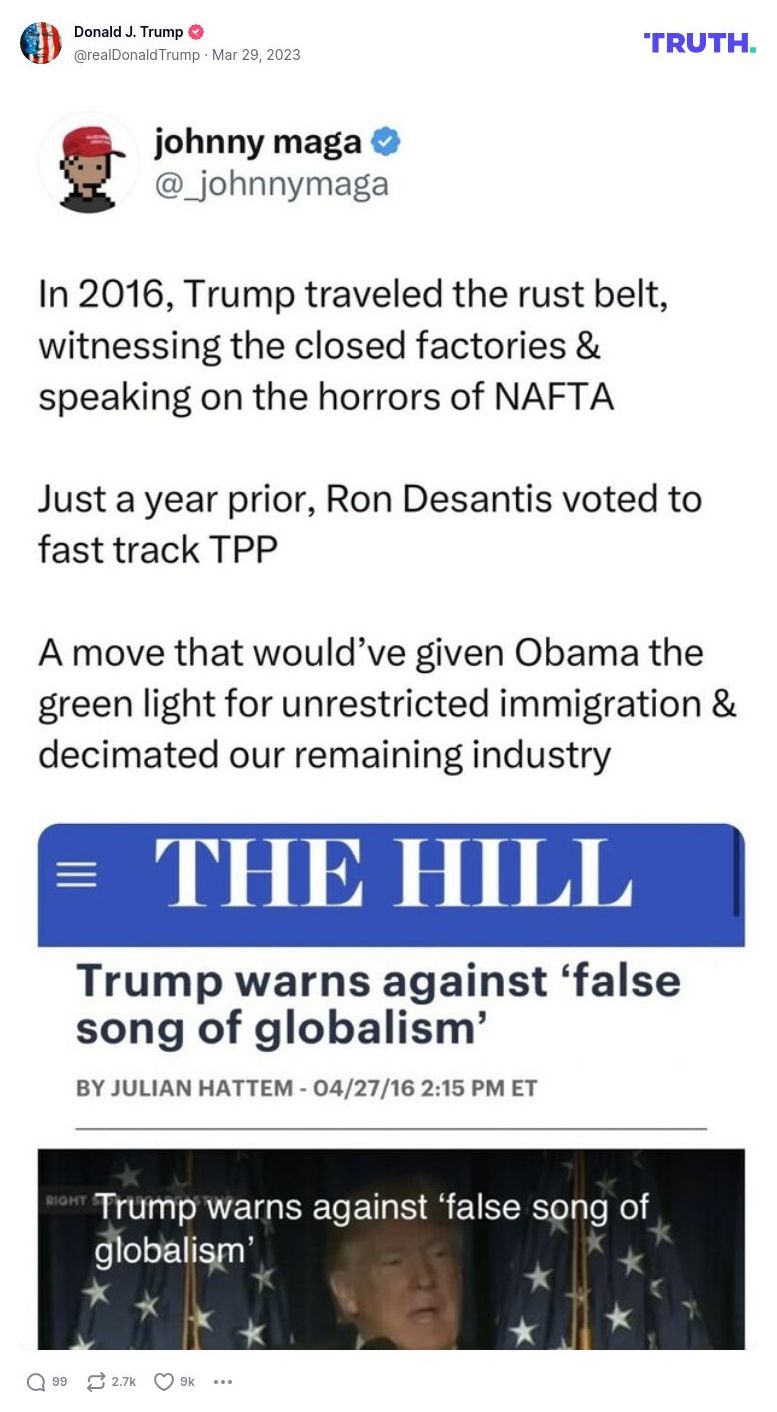 Post image from Donald Trump