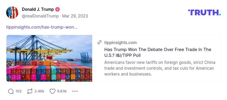 Post image from Donald Trump