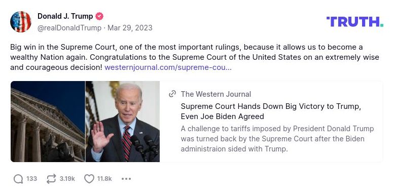 Post image from Donald Trump