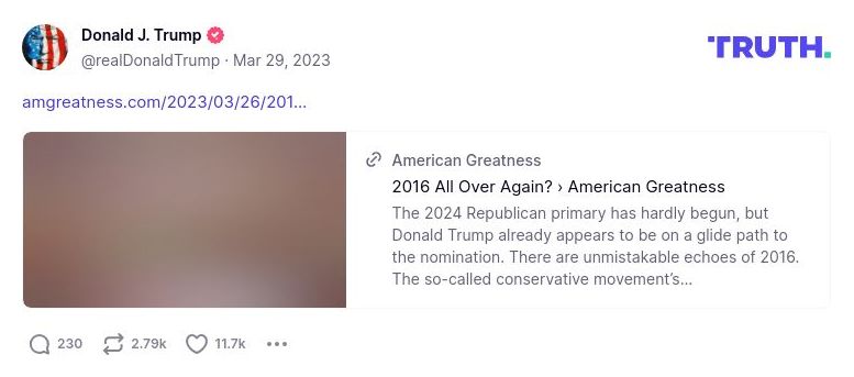 Post image from Donald Trump