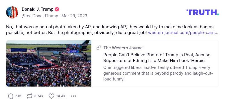 Post image from Donald Trump