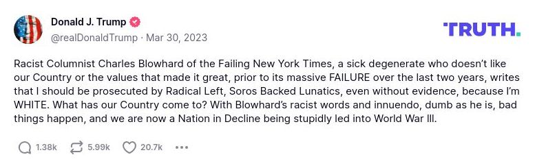 Post image from Donald Trump