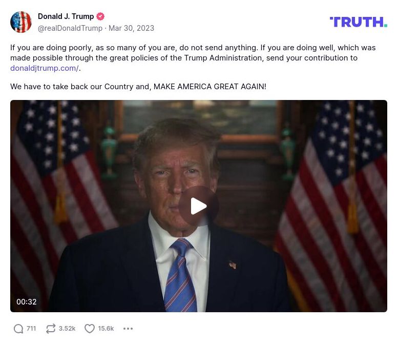 Post image from Donald Trump