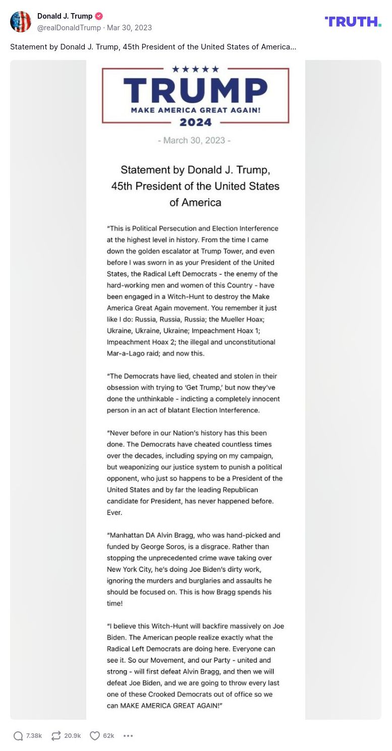 Post image from Donald Trump