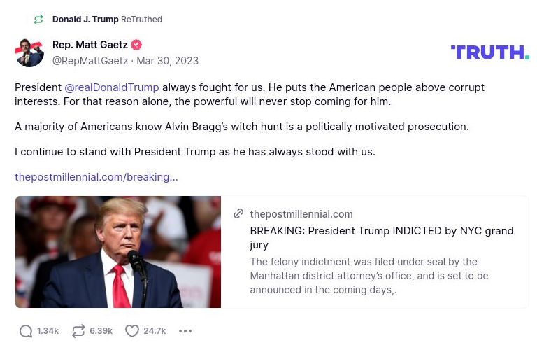 Post image from Donald Trump