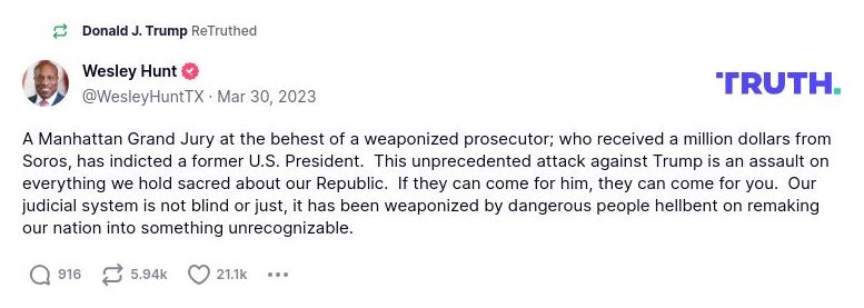 Post image from Donald Trump