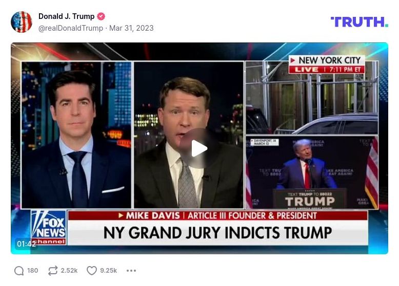 Post image from Donald Trump