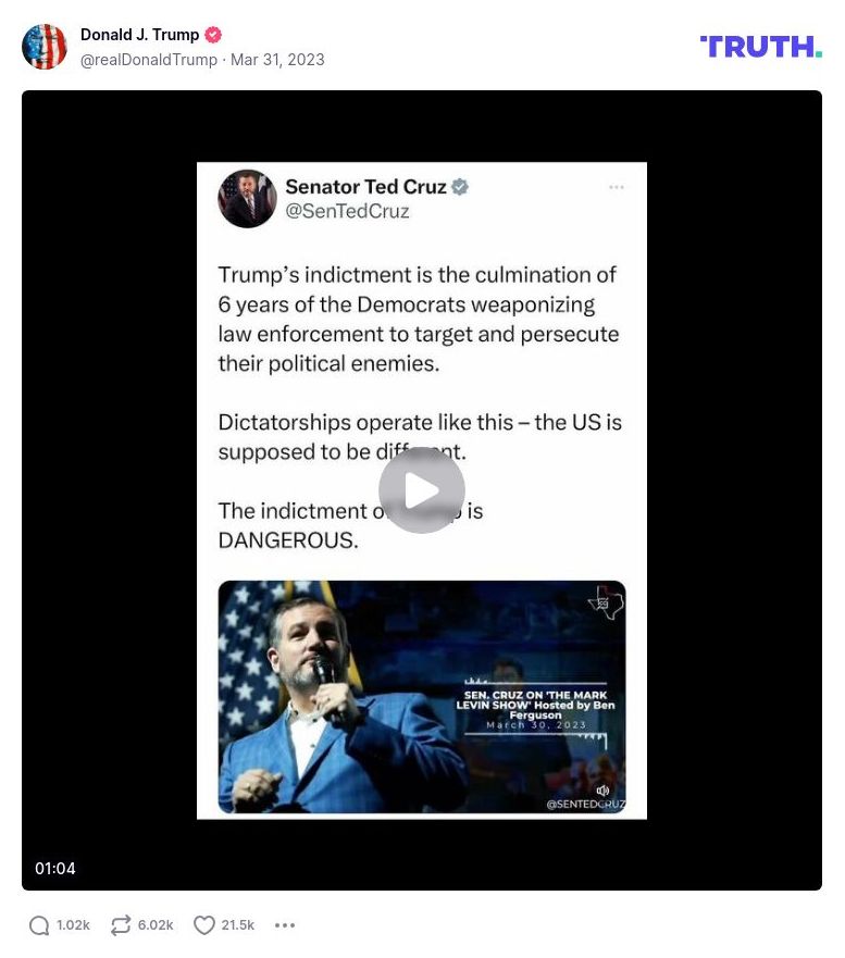 Post image from Donald Trump