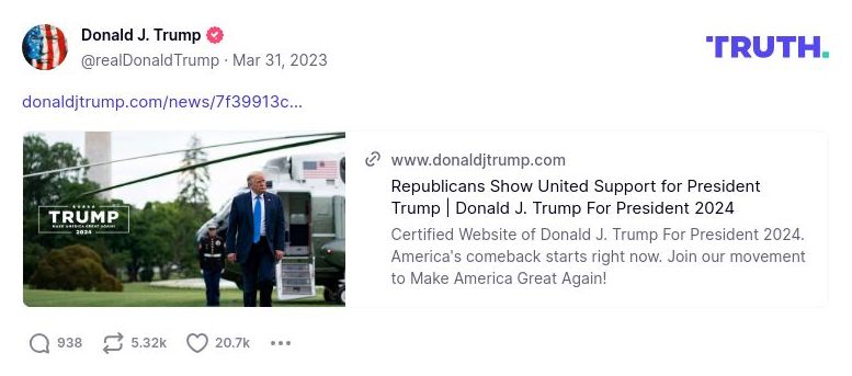 Post image from Donald Trump