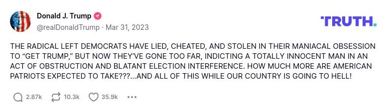 Post image from Donald Trump