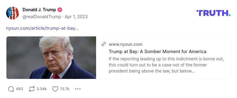 Post image from Donald Trump