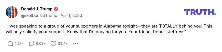 Post image from Donald Trump