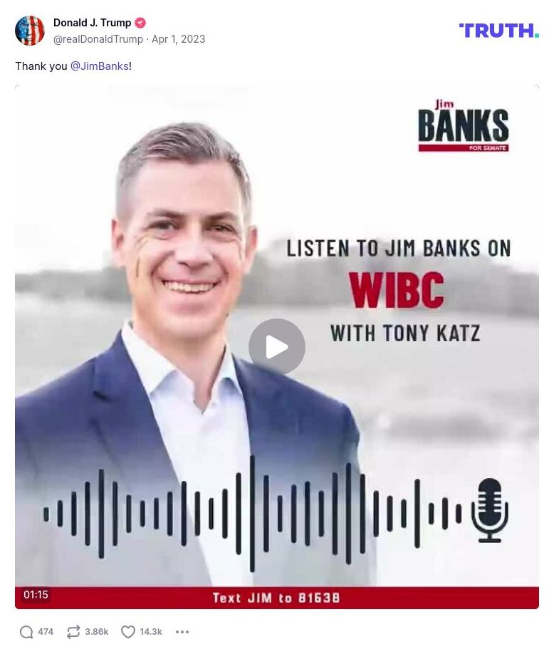 Post image from Donald Trump