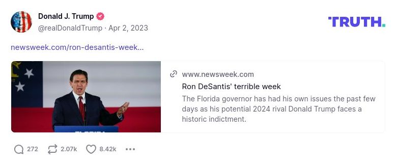 Post image from Donald Trump