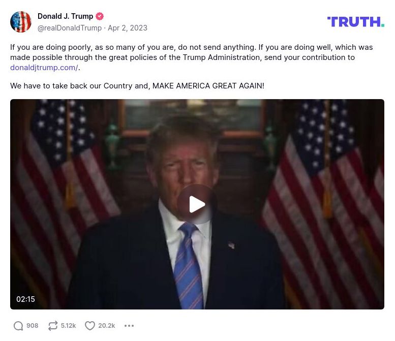 Post image from Donald Trump