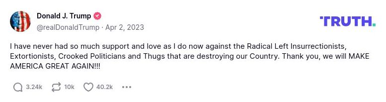 Post image from Donald Trump