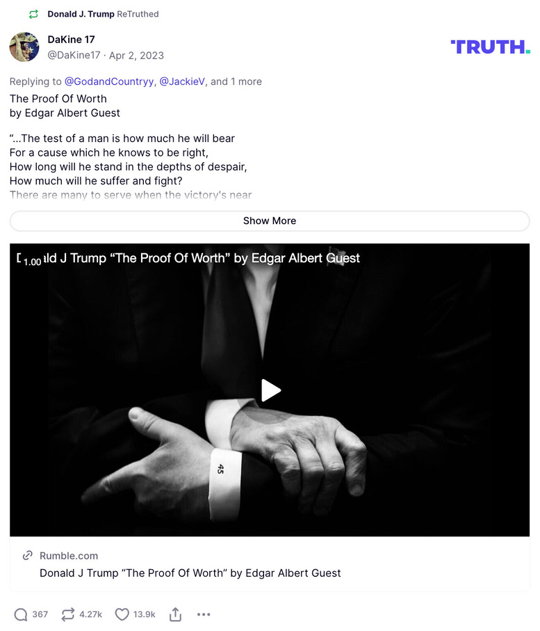 Post image from Donald Trump