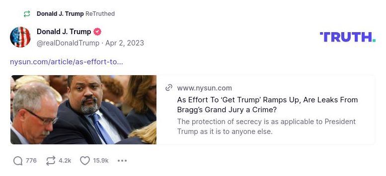 Post image from Donald Trump