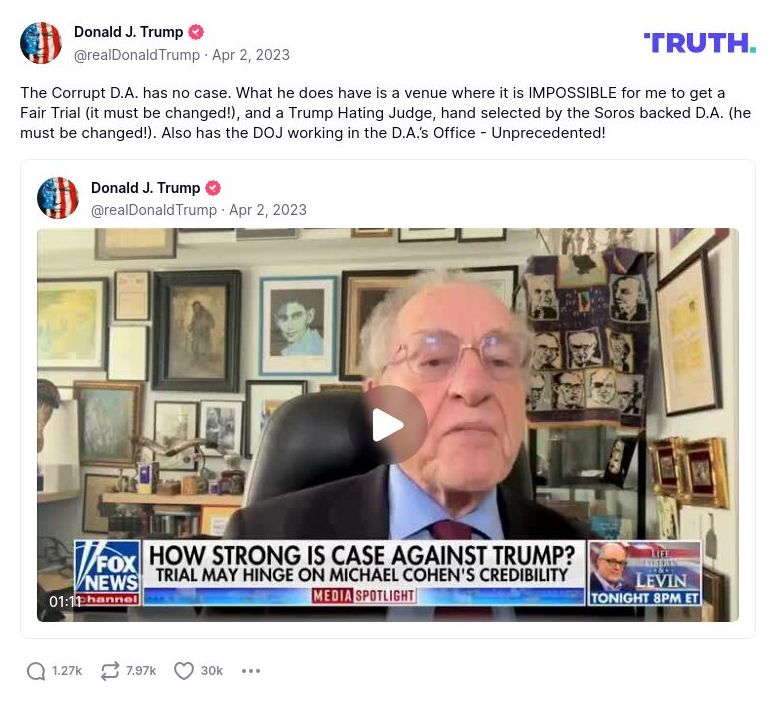 Post image from Donald Trump