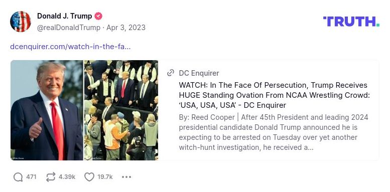 Post image from Donald Trump