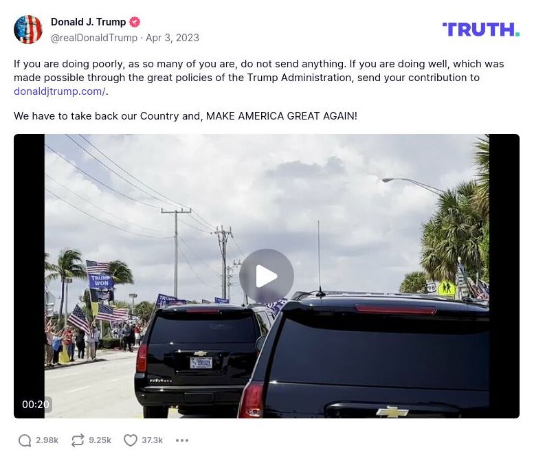 Post image from Donald Trump