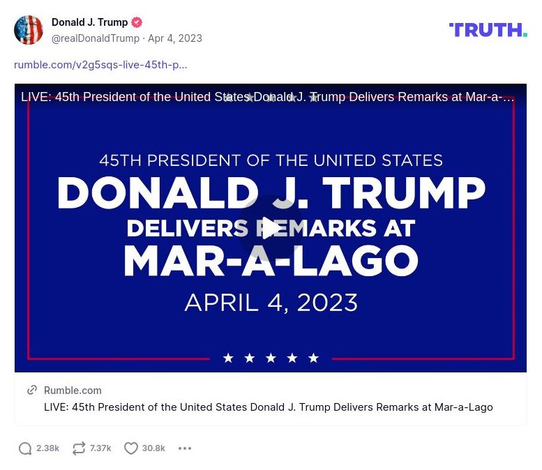 Post image from Donald Trump