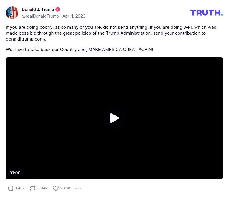 Post image from Donald Trump