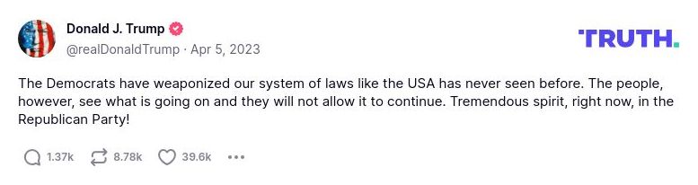 Post image from Donald Trump