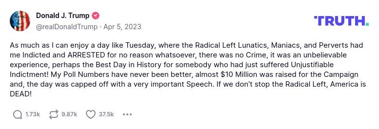 Post image from Donald Trump