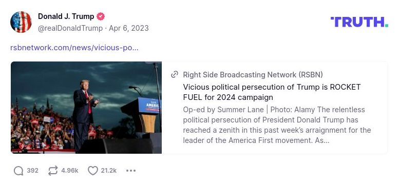 Post image from Donald Trump