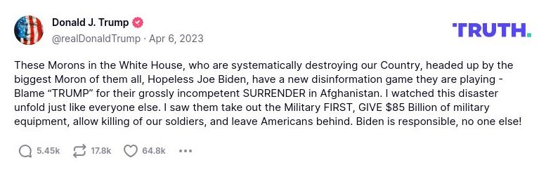 Post image from Donald Trump