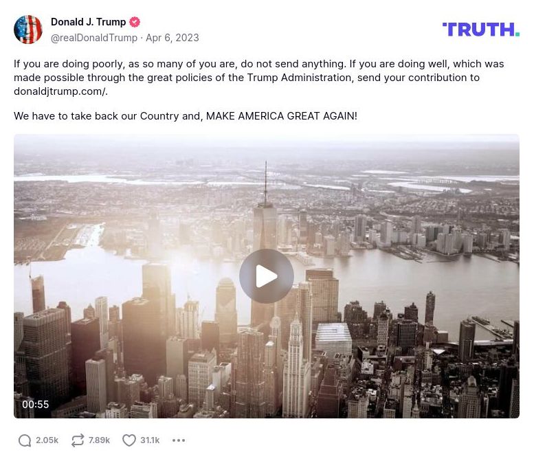 Post image from Donald Trump