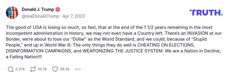 Post image from Donald Trump