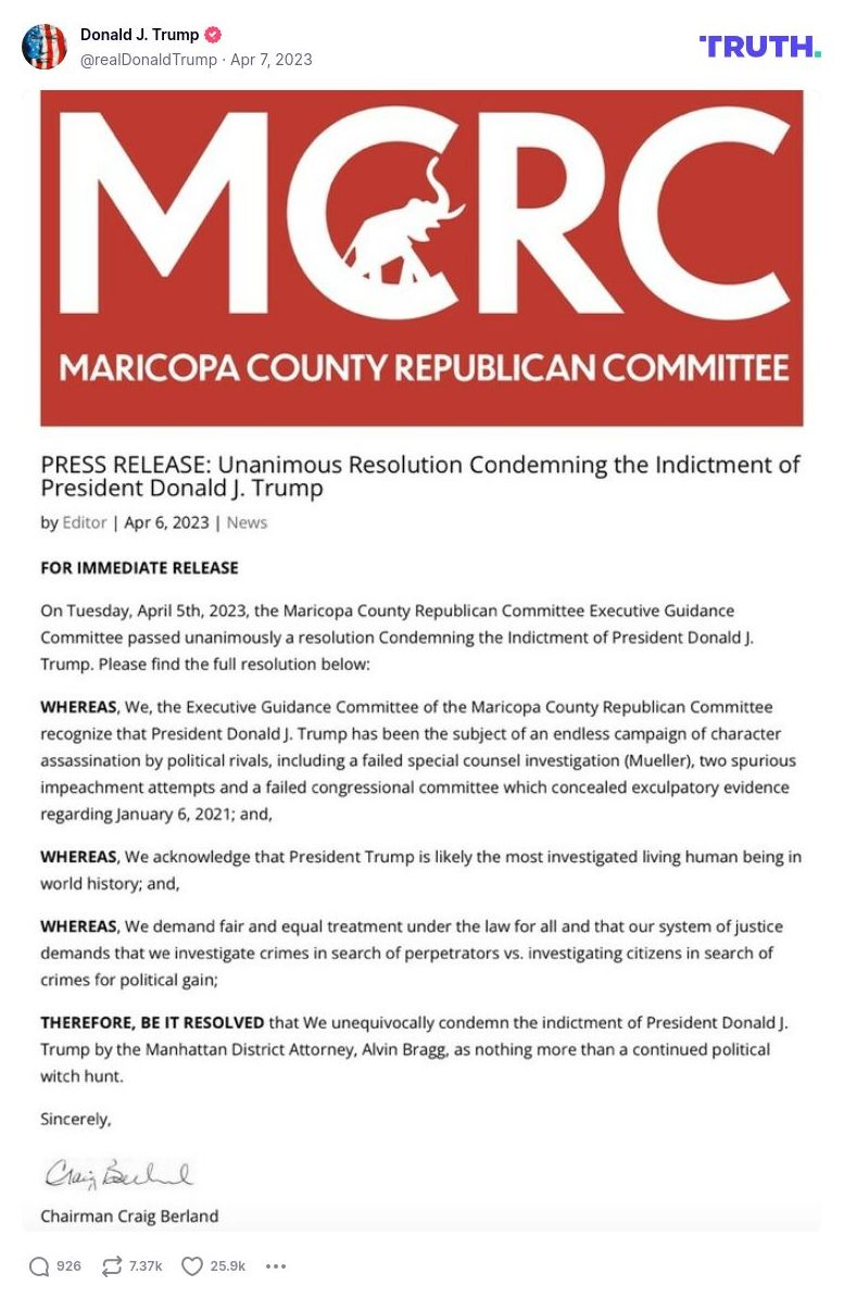 Post image from Donald Trump