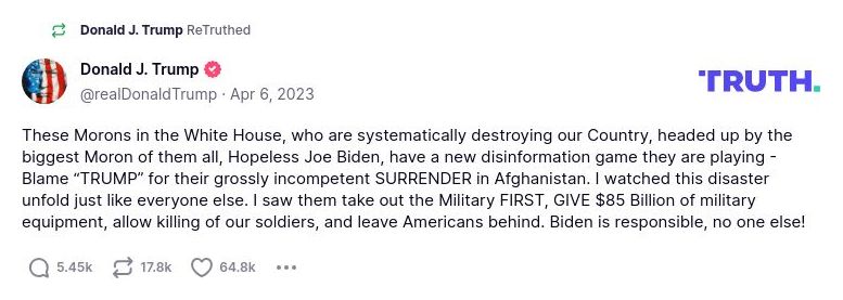 Post image from Donald Trump