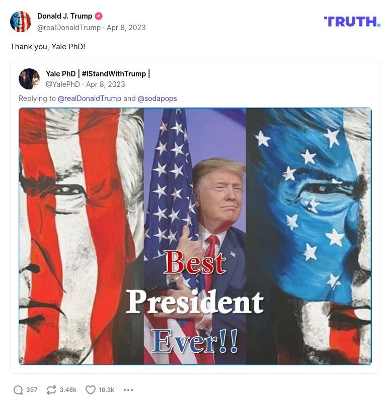 Post image from Donald Trump