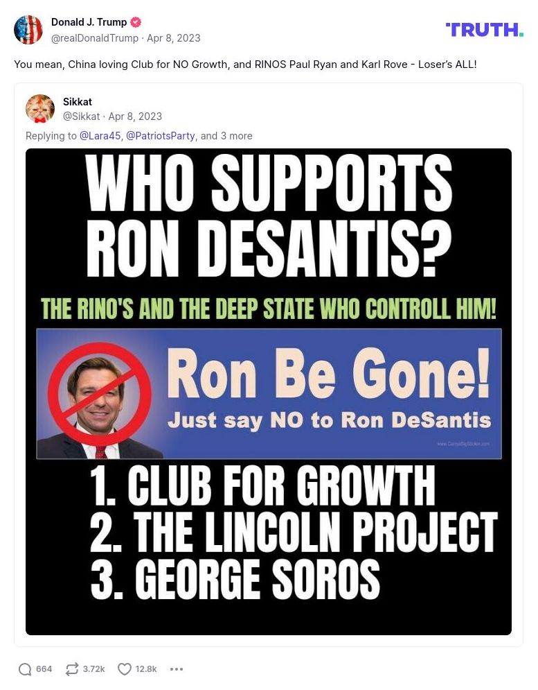 Post preview from Donald Trump