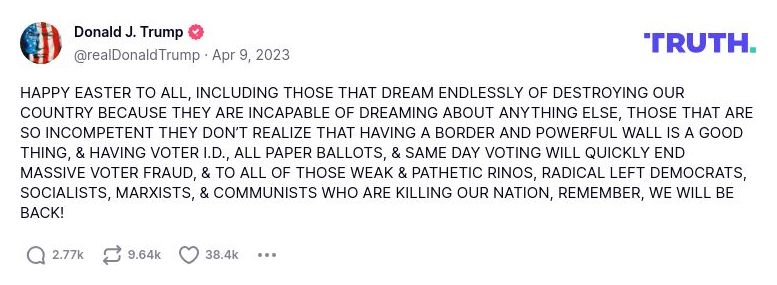 Post image from Donald Trump