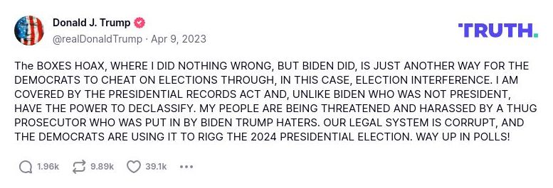 Post image from Donald Trump