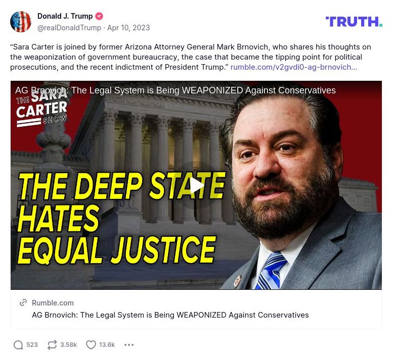 Post image from Donald Trump