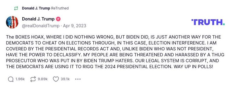 Post image from Donald Trump