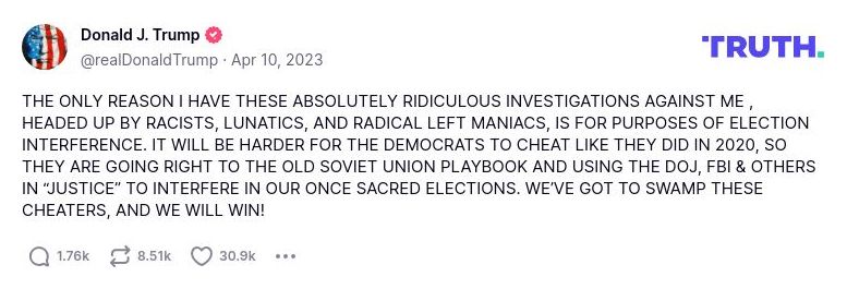 Post image from Donald Trump