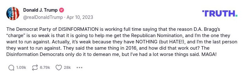 Post image from Donald Trump