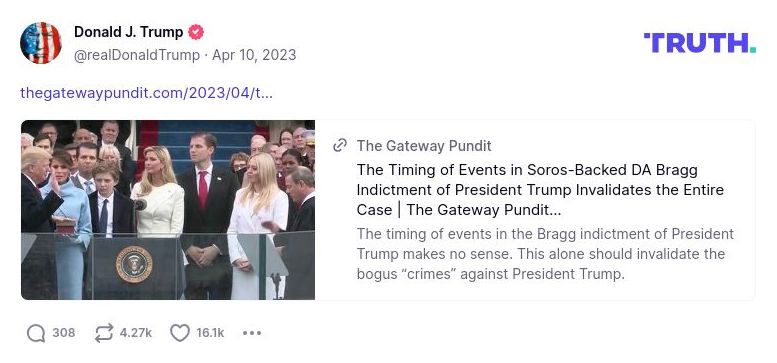 Post image from Donald Trump