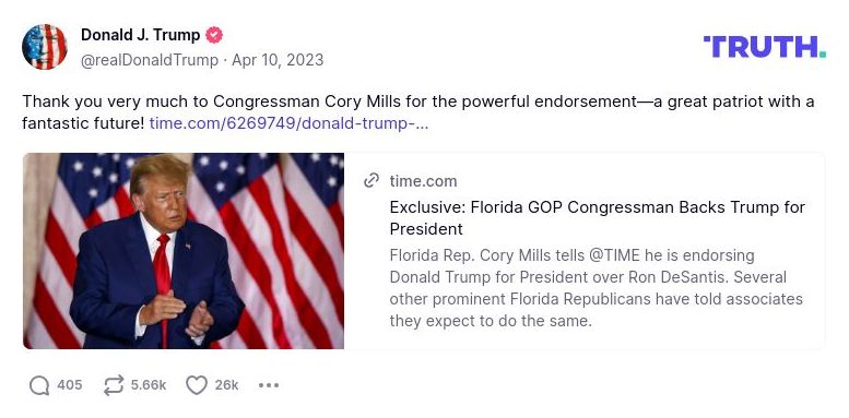 Post image from Donald Trump