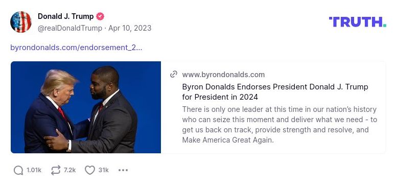 Post image from Donald Trump