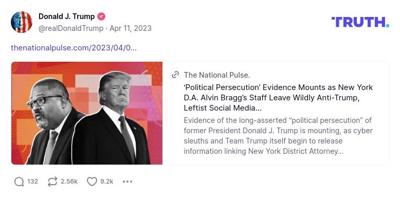 Post image from Donald Trump