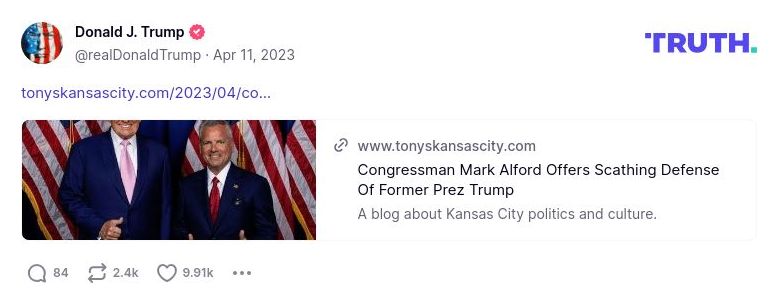 Post image from Donald Trump