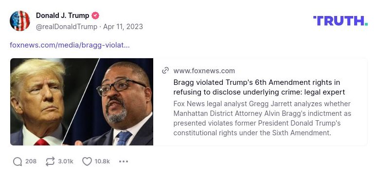 Post image from Donald Trump