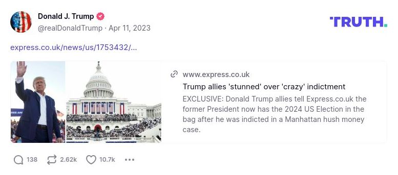 Post image from Donald Trump